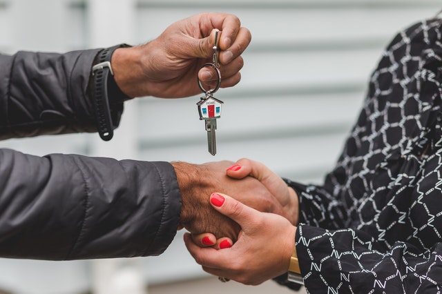 New home owner receiving keys